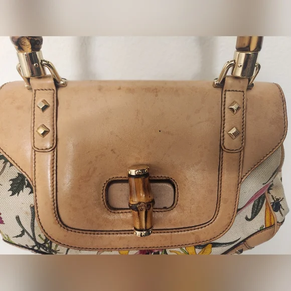 Gucci Flora Nailhead Bamboo Vintage Bag - Picture 8 of 9